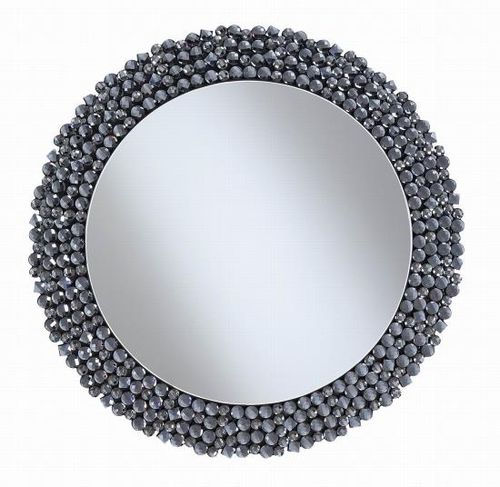 Claudette Round Wall Mirror with Textural Frame Grey