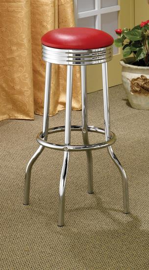 Hopkins Upholstered Top Bar Stools Red and Chrome (Set of 2)