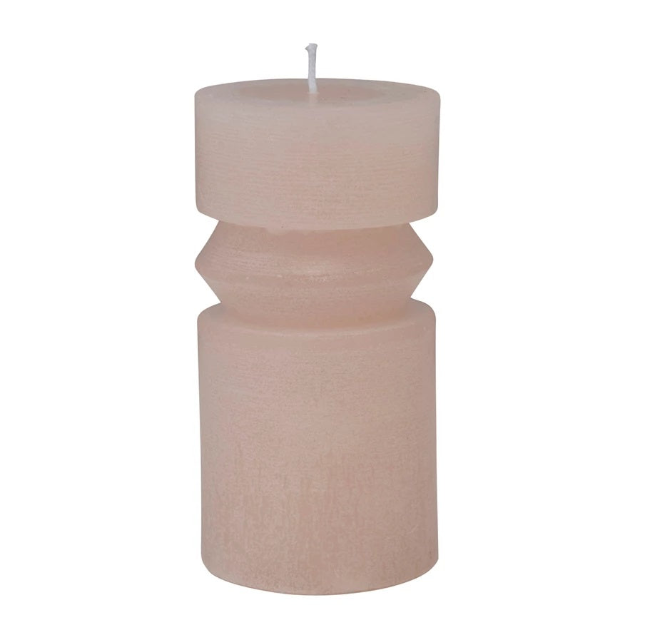 Neutral Carved Candle Pillar